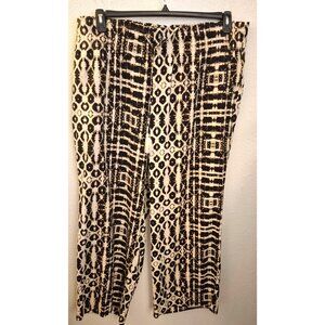 INC Brown/Cream Batik Boho Print Linen/Rayon Wide Leg Pants Size 3X EUC